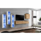 Meuble TV Mural Design "Switch XIII" 330cm Naturel & Blanc|Meuble TV|Paris Prix