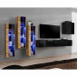 Meuble TV Mural Design "Switch XIII" 330cm Noir & Naturel|Meuble TV|Paris Prix