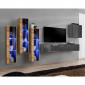 Meuble TV Mural Design "Switch XIII" 330cm Gris & Naturel|Meuble TV|Paris Prix