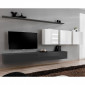 Meuble TV Mural Design "Switch VII" 340cm Gris & Blanc|Meuble TV|Paris Prix