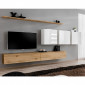 Meuble TV Mural Design "Switch VII" 340cm Naturel & Blanc|Meuble TV|Paris Prix