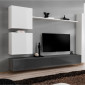 Meuble TV Mural Design "Switch VIII" 280cm Blanc & Gris|Meuble TV|Paris Prix