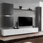 Meuble TV Mural Design "Switch VIII" 280cm Gris & Blanc|Meuble TV|Paris Prix