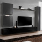 Meuble TV Mural Design "Switch VIII" 280cm Gris & Noir|Meuble TV|Paris Prix