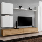 Meuble TV Mural Design "Switch VIII" 280cm Blanc & Naturel|Meuble TV|Paris Prix