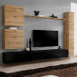 Meuble TV Mural Design "Switch VIII" 280cm Naturel & Noir|Meuble TV|Paris Prix