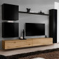 Meuble TV Mural Design "Switch VIII" 280cm Noir & Naturel|Meuble TV|Paris Prix