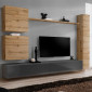Meuble TV Mural Design "Switch VIII" 280cm Naturel & Gris|Meuble TV|Paris Prix