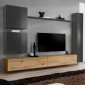Meuble TV Mural Design "Switch VIII" 280cm Gris & Naturel|Meuble TV|Paris Prix