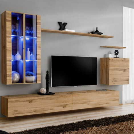 Meuble TV Mural Design "Switch XII" 270cm Naturel|Meuble TV|Paris Prix