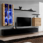Meuble TV Mural Design "Switch XII" 270cm Naturel & Noir|Meuble TV|Paris Prix
