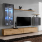 Meuble TV Mural Design "Switch XII" 270cm Gris & Naturel|Meuble TV|Paris Prix