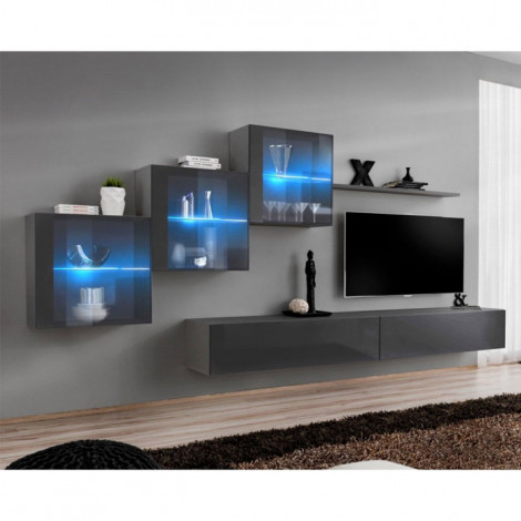 Meuble TV Mural Design "Switch XX" 330cm Gris|Meuble TV|Paris Prix