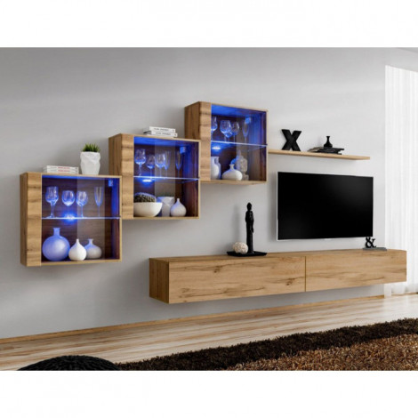 Meuble TV Mural Design "Switch XX" 330cm Naturel|Meuble TV|Paris Prix