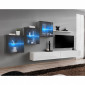 Meuble TV Mural Design "Switch XX" 330cm Blanc & Gris|Meuble TV|Paris Prix