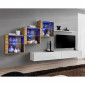 Meuble TV Mural Design "Switch XX" 330cm Blanc & Naturel|Meuble TV|Paris Prix