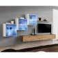 Meuble TV Mural Design "Switch XX" 330cm Naturel & Blanc|Meuble TV|Paris Prix
