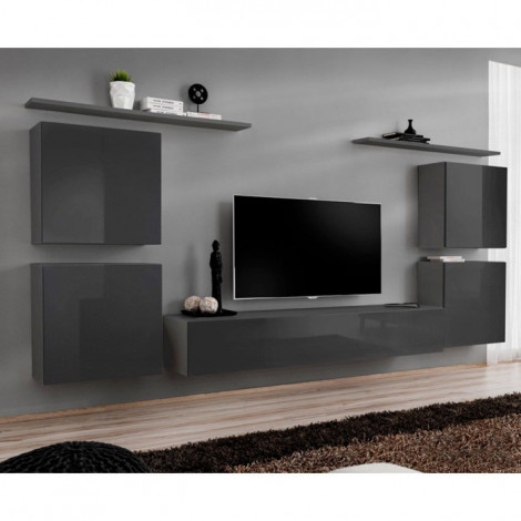 Meuble TV Mural Design "Switch IV" 320cm Gris|Meuble TV|Paris Prix