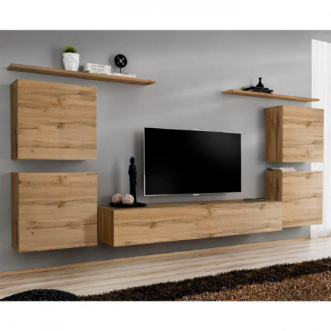 Meuble TV Mural Design "Switch IV" 320cm Naturel|Meuble TV|Paris Prix