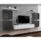 Meuble TV Mural Design "Switch IV" 320cm Gris & Blanc|Meuble TV|Paris Prix