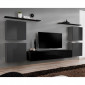 Meuble TV Mural Design "Switch IV" 320cm Gris & Noir|Meuble TV|Paris Prix