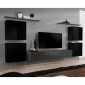 Meuble TV Mural Design "Switch IV" 320cm Noir & Gris|Meuble TV|Paris Prix