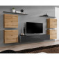 Meuble TV Mural Design "Switch IV" 320cm Naturel & Gris|Meuble TV|Paris Prix