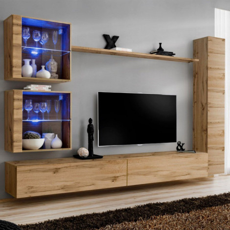 Meuble TV Mural Design "Switch XVIII" 280cm Naturel|Meuble TV|Paris Prix