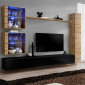 Meuble TV Mural Design "Switch XVIII" 280cm Noir & Naturel|Meuble TV|Paris Prix