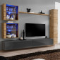Meuble TV Mural Design "Switch XVIII" 280cm Gris & Naturel|Meuble TV|Paris Prix
