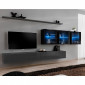 Meuble TV Mural Design "Switch XVII" 340cm Gris & Noir|Meuble TV|Paris Prix