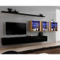 Meuble TV Mural Design "Switch XVII" 340cm Noir & Naturel|Meuble TV|Paris Prix