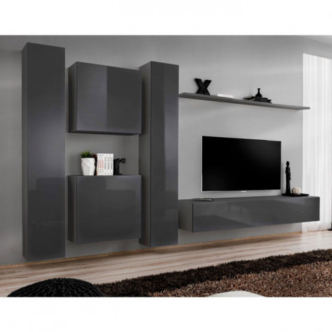 Meuble TV Mural Design "Switch VI" 330cm Gris|Meuble TV|Paris Prix