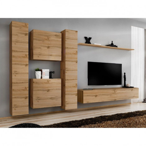 Meuble TV Mural Design "Switch VI" 330cm Naturel|Meuble TV|Paris Prix