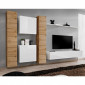 Meuble TV Mural Design "Switch VI" 330cm Naturel & Blanc|Meuble TV|Paris Prix