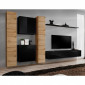 Meuble TV Mural Design "Switch VI" 330cm Naturel & Noir|Meuble TV|Paris Prix