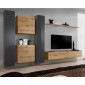 Meuble TV Mural Design "Switch VI" 330cm Gris & Naturel|Meuble TV|Paris Prix