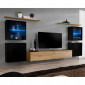 Meuble TV Mural Design "Switch XIV" 320cm Noir & Naturel|Meuble TV|Paris Prix
