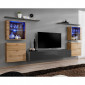 Meuble TV Mural Design "Switch XIV" 320cm Naturel & Gris|Meuble TV|Paris Prix