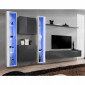 Meuble TV Mural Design "Switch XVI" 330cm Blanc & Gris|Meuble TV|Paris Prix