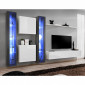 Meuble TV Mural Design "Switch XVI" 330cm Gris & Blanc|Meuble TV|Paris Prix