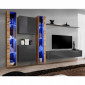 Meuble TV Mural Design "Switch XVI" 330cm Gris & Naturel|Meuble TV|Paris Prix
