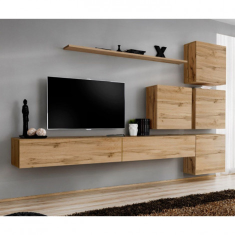 Meuble TV Mural Design "Switch IX" 310cm Naturel|Meuble TV|Paris Prix