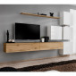 Meuble TV Mural Design "Switch IX" 310cm Naturel & Blanc|Meuble TV|Paris Prix