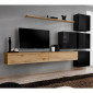 Meuble TV Mural Design "Switch IX" 310cm Naturel & Noir|Meuble TV|Paris Prix