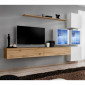 Meuble TV Mural Design "Switch XIX" 310cm Naturel & Blanc|Meuble TV|Paris Prix
