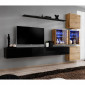 Meuble TV Mural Design "Switch XIX" 310cm Noir & Naturel|Meuble TV|Paris Prix