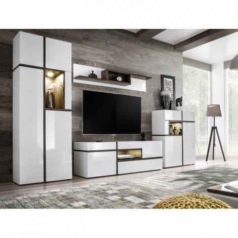 Ensemble Meuble TV Design "Cross" 330cm Blanc|Meuble TV|Paris Prix