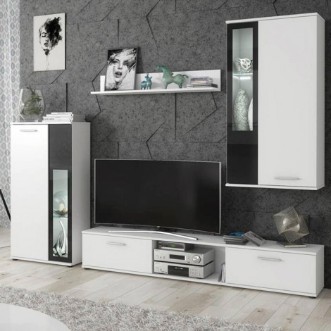 Ensemble Meuble TV Design "Wow" 255cm Blanc & Noir|Meuble TV|Paris Prix