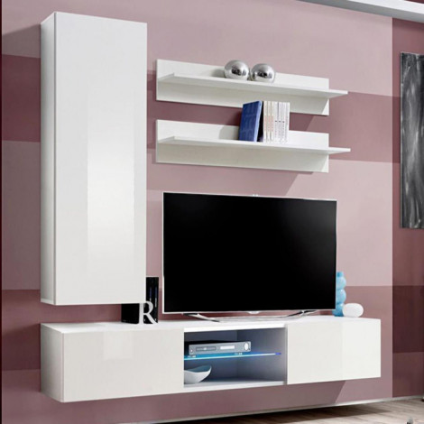 Meuble TV Mural Design "Fly XVIII" 170cm Blanc|Meuble TV|Paris Prix